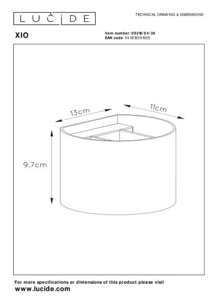 Lucide XIO - Wandleuchte - LED Dim. - G9 - 1x3,5W 2700K - Einstellbarer Abstrahlwinkel - Grau - TECHNISCH